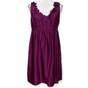 Ann Taylor LOFT Fuchsia Neck Sleeveless Dress Size 8 Magenta Satin